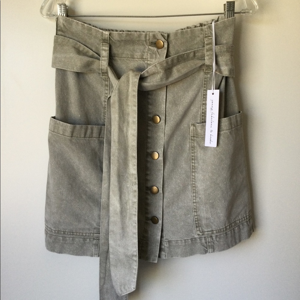 NWT Young Fabulous & Broke Kace Denim High Waist Paper Bag Skirt Sz S $110